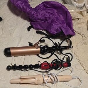 Hair Styling Tools Set with Purple Bonnet